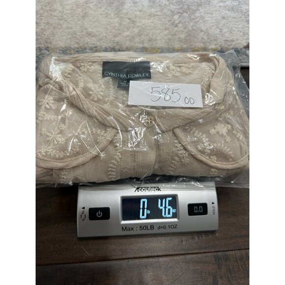 Cynthia Rowley Embroidered Lace Button Front Blouse Beige Sz Medium Floral Boho - Picture 10 of 10